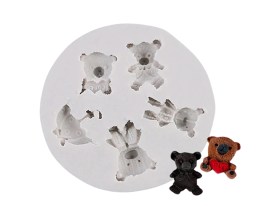 Molde silicona 4 ositos con paraguas